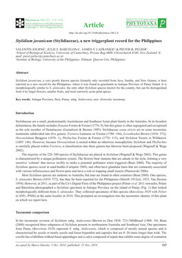 Stylidium Javanicum (Stylidiaceae), a New Triggerplant Record for the Philippines