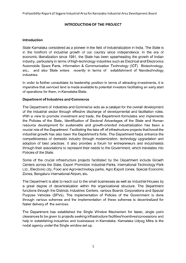 Prefeasibility Report of Sogane Industrial Area for Karnataka Industrial Area Development Board 1 INTRODUCTION of the PROJECT In