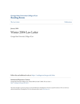 Winter 2004 Law Letter Georgia State University College of Law