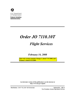 Order JO 7110.10T Flight Services