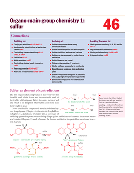 Organo-Main-Group Chemistry 1: Sulfur 46 Connections