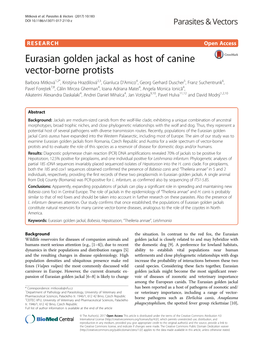 Eurasian Golden Jackal As Host of Canine Vector-Borne Protists