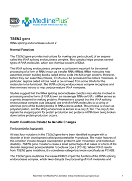 TSEN2 Gene Trna Splicing Endonuclease Subunit 2