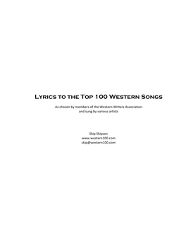 Lyrics to the Top 100 Western Songs