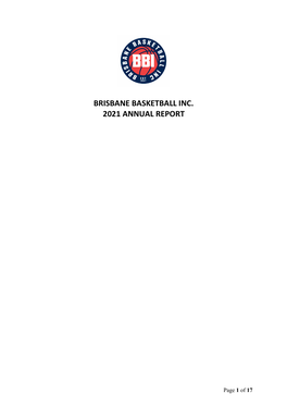 Brisbane Basketball Inc. 2021 Annual Report