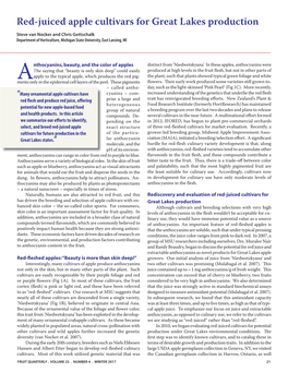 Red-Juiced Apple Cultivars for Great Lakes Production Steve Van Nocker and Chris Gottschalk Department of Horticulture, Michigan State University, East Lansing, MI