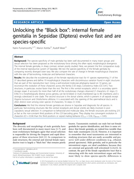 Unlocking the “Black Box”: Internal Female Genitalia in Sepsidae (Diptera) Evolve Fast and Are Species-Specific