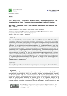 Effect of Recycling Cycles on the Mechanical and Damping Properties of Flax Fibre Reinforced Elium Composite: Experimental and Numerical Studies