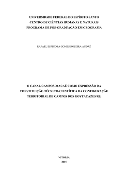 Universidade Federal Do Espírito Santo Centro De Ciências Humanas E Naturais Programa De Pós-Graduação Em Geografia