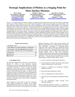 Strategic Implications of Phobos As a Staging Point for Mars Surface Missions Bret G