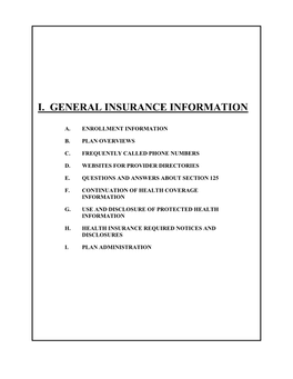 I. General Insurance Information