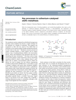 Key Processes in Ruthenium-Catalysed Olefin Metathesis Cite This: Chem