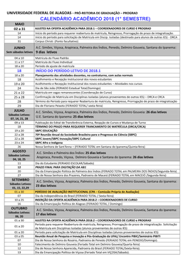 Calendário Acadêmico 2010