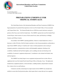 Preparations Underway for Tropical Storm Alex