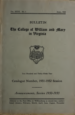 Bulletin of the College of William and Mary in Virginia