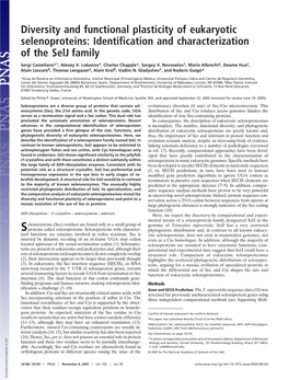 Diversity and Functional Plasticity of Eukaryotic Selenoproteins: Identification and Characterization of the Selj Family