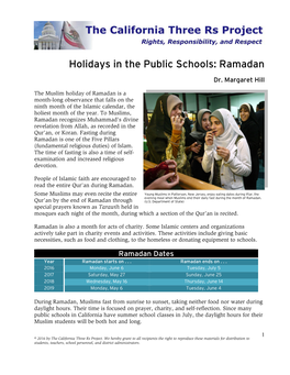 Holidays in the Public Schools: Ramadan