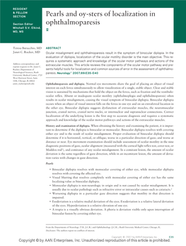 Pearls and Oy-Sters of Localization in Ophthalmoparesis