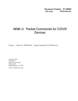 MMC-2 Packet Commands for C/DVD Devices
