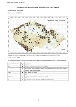 1 Distribution of Crepis Mollis Subsp. Succisifolia in the Czech Republic