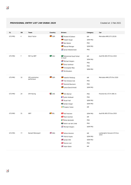 PROVISIONAL ENTRY LIST 24H DUBAI 2020 Created At: 1 Feb 2021