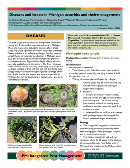 Diseases and Insects in Michigan Cucurbits and Their Management by Charles Krasnow1, Mary Hausbeck1, Alexandria Bryant2, William R