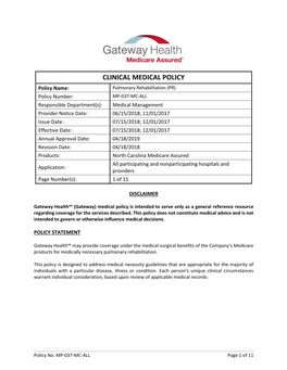 Clinical Medical Policy