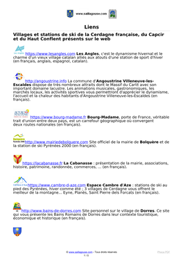 Villages Et Stations De Ski De La Cerdagne Française, Du Capcir Et Du Haut Conflent Présents Sur Le Web