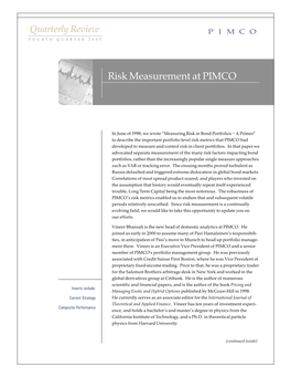 Risk Measurement at PIMCO