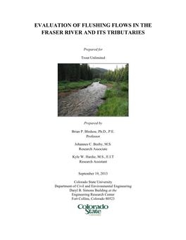 Evaluation of Flushing Flows in the Fraser River and Its Tributaries