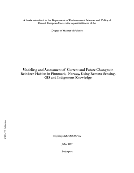 Modeling and Assessment of Current and Future Changes in Reindeer Habitat in Finnmark, Norway, Using Remote Sensing, GIS and Indigenous Knowledge