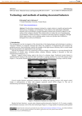 Technology and Methods of Making Decorated Balusters