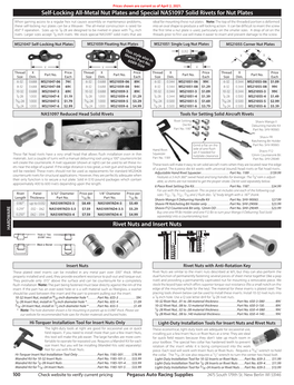 AN Nut Plates, Solid Rivets & Tools, Rivet Nuts, Insert Nuts