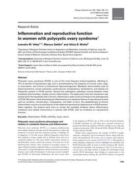 Inflammation and Reproductive Function in Women with Polycystic