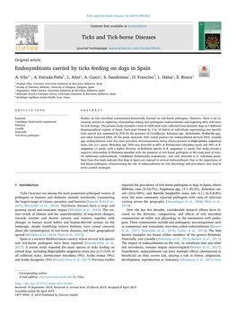 Endosymbionts Carried by Ticks Feeding on Dogs in Spain T ⁎ A