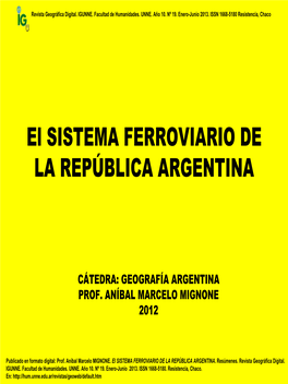 El SISTEMA FERROVIARIO DE LA REPÚBLICA ARGENTINA