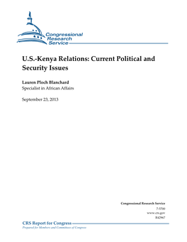 Kenya Relations: Current Political and Security Issues