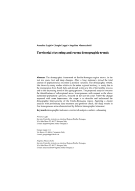 Territorial Clustering and Recent Demographic Trends