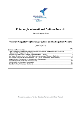 Edinburgh International Culture Summit