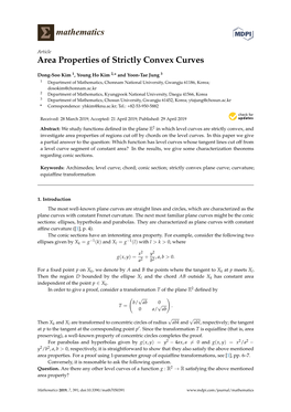 Area Properties of Strictly Convex Curves