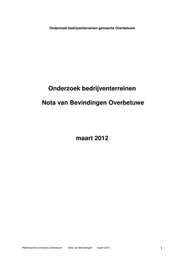 Onderzoek Bedrijventerreinen Nota Van