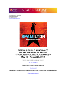 SPAMILTON: an AMERICAN PARODY May 16 – August 25, 2019