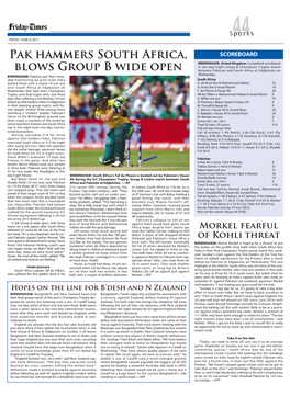 Pak Hammers South Africa, Blows Group B Wide Open