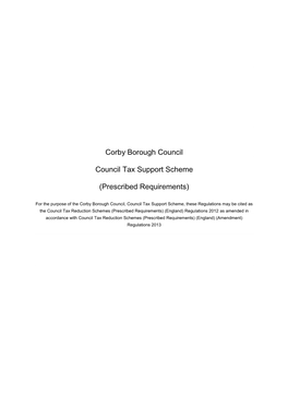 Corby Borough Council Council Tax Support Scheme (Prescribed