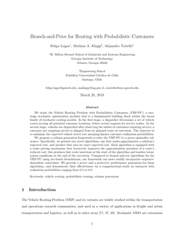 Branch-And-Price for Routing with Probabilistic Customers