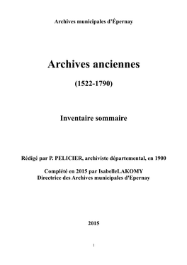 Inventaire Archives Anciennes (1522-1790)