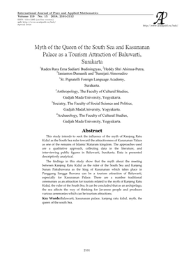 Myth of the Queen of the South Sea and Kasunanan Palace As A