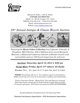24Th Annual Antique & Classic Bicycle Auction