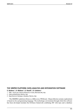 The Siripro Platform: Data Analysis and Integration Software E