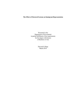 The Effect of Electoral Systems on Immigrant Representation